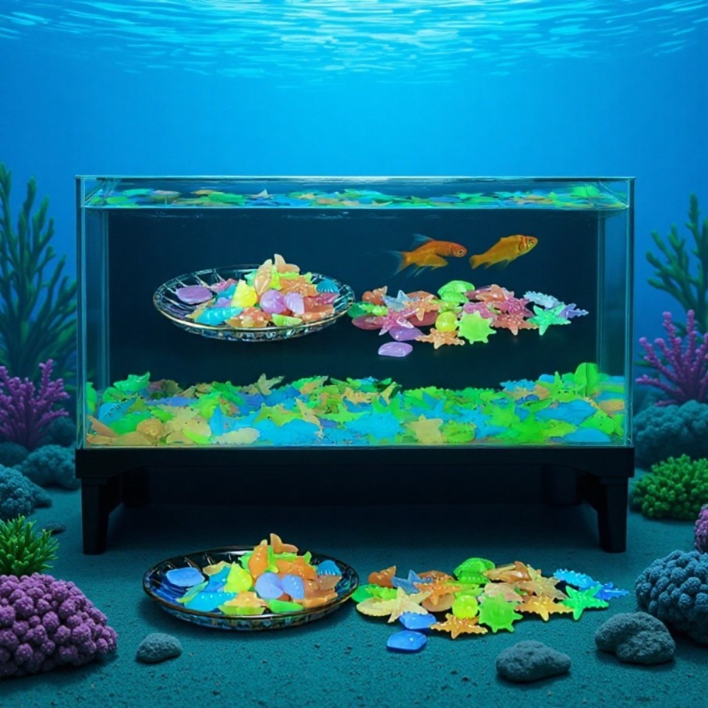 Aquarium Fish Guppy - Светящиеся океанские камни, флуоресцентные ракушки, разноцветные