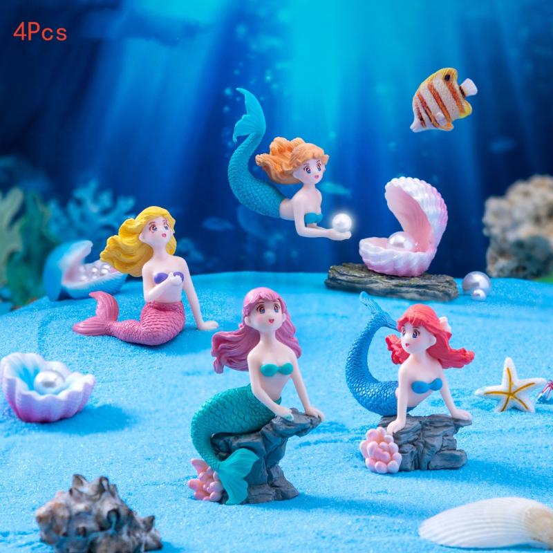 Aquarium Fish Cartoon - Набор из 4 пластиковых миниатюрных фигурок